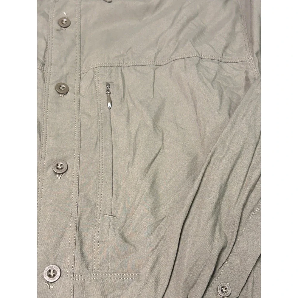 The North Face Mens Tekware Long Sleeve Button Up Hiking Shirt Green Medium